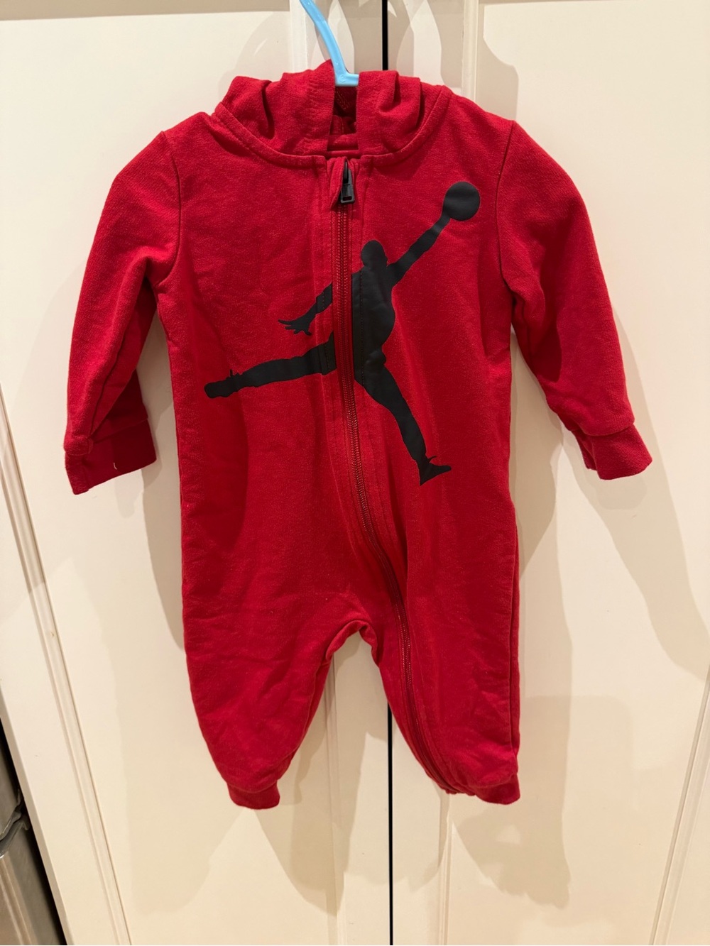Jordan 12m Red Zip-Front Baby One-Piece